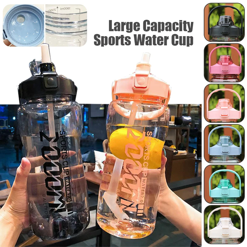 2 Liter Sports Water Bottle Large Capacity Sports Portable Tritan Material  Women Outdoor Gym Men Water