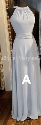 Style A Длинное серебристо-серое шифоновое платье подружки невесты ТРАПЕЦИЕВИДНОЕ длинное платье Vestido De La Dama De Honor простое праздничное платье подружки невесты - Цвет: Style A