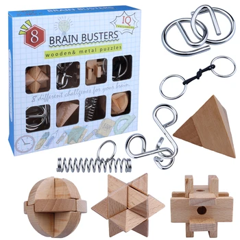 

8Pcs Intelligence Buckle Puzzle Luban Lock Set Children Development and Education Toys- English Version