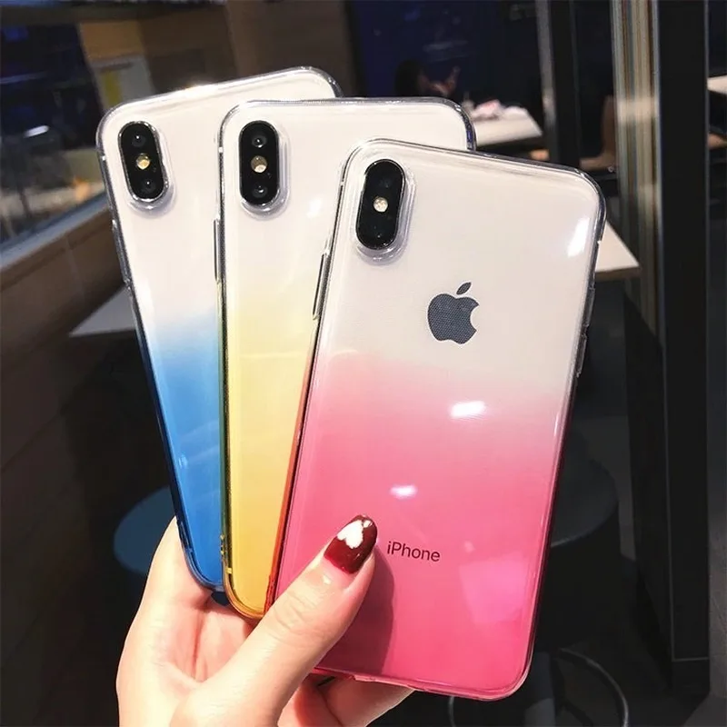 

Luxury Crystal Gradient Soft TPU Clear Case for iPhone 11 Pro X Xr Xs Max 8 7 6 s Plus Full Protect Slim Transparent Cover Girl