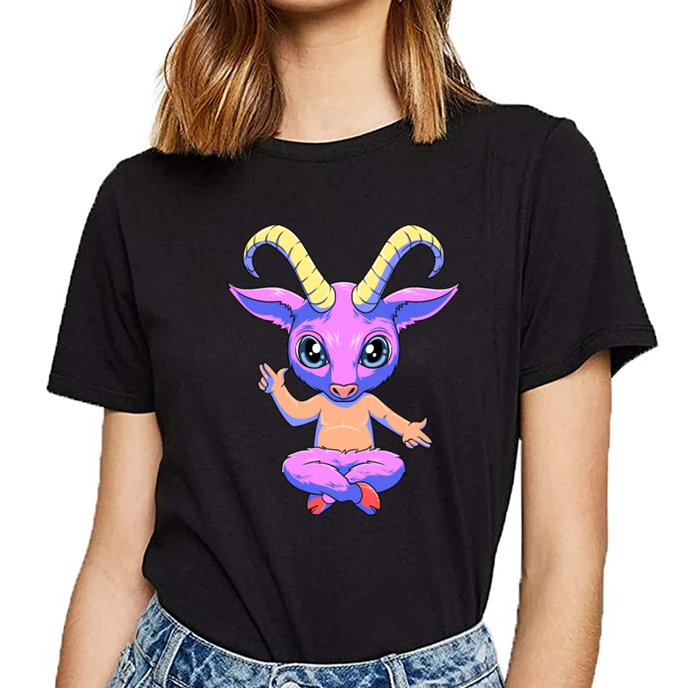Топы футболки для женщин kawaii manga baby baphomet pastel goth nu Fit короткие женские с надписями |