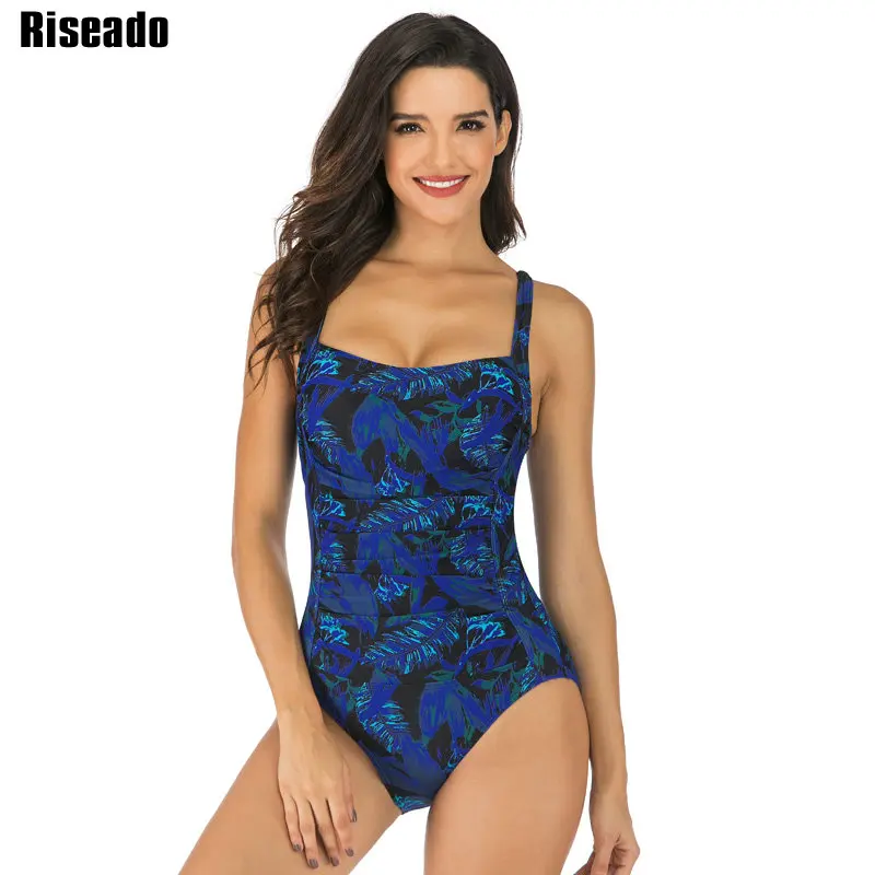 

Riseado 2019 Push Up Swimsuit Printing One Piece Swimwear Women Ruched Beach Wear Summer Bathing Suits High Quality