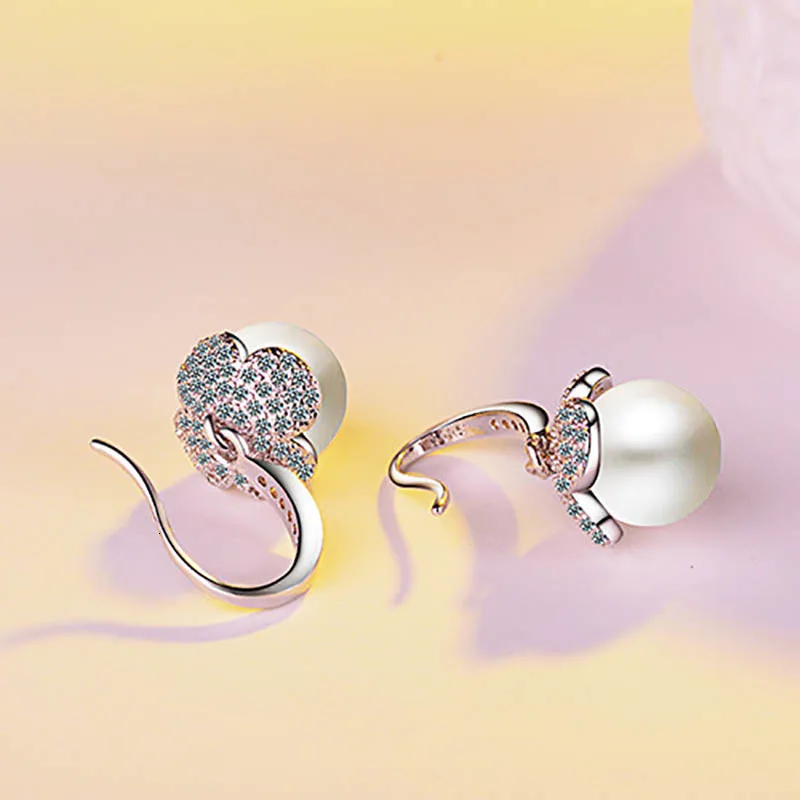 Cellacity Silver 925 Jewelry Women Drop Pearl Earring With Zircon Gemstone Fine Jewelry Wedding Engagement Lady Gift Wholesale