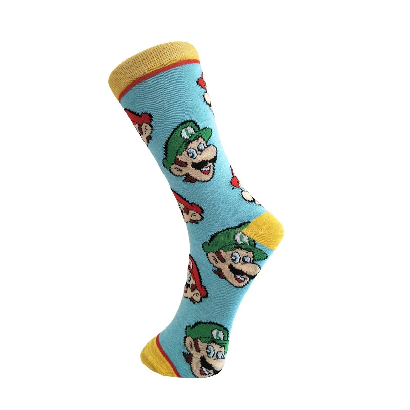 Носки с принтом игры Super Mario Bros мужские хлопковые носки Luigi милые забавные дышащие впитывающие пот мягкие удобные спортивные повседневные носки