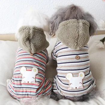 

Cute Mouse Dog Jumpsuit Pajamas Winter Warm Fleece Small Dog Cat Coat Jacket Chihuahua Shirt Hoodie Clothes For Pitbull