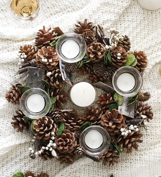 

Handmade Birch Bark Candle Holders DIY Tabletop Decor Table Centerpiece Festival Party Festive Supplies