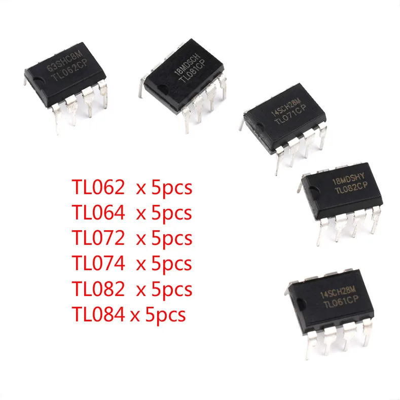 

Integrated circuit TL062 TL064 TL072 TL074 TL082 TL084 DIP package operational amplifier chip 6-value kit