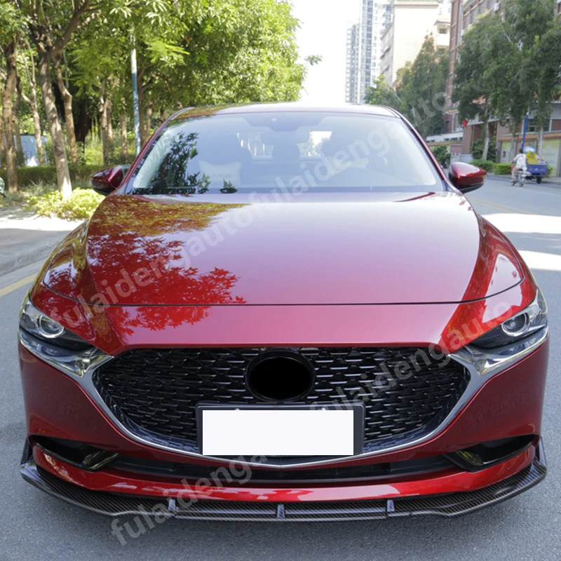 3 шт. для Mazda 3 Axela- углеродное волокно ABS передний бампер спойлер обвес комплект подбородка отделка автомобиля аксессуары