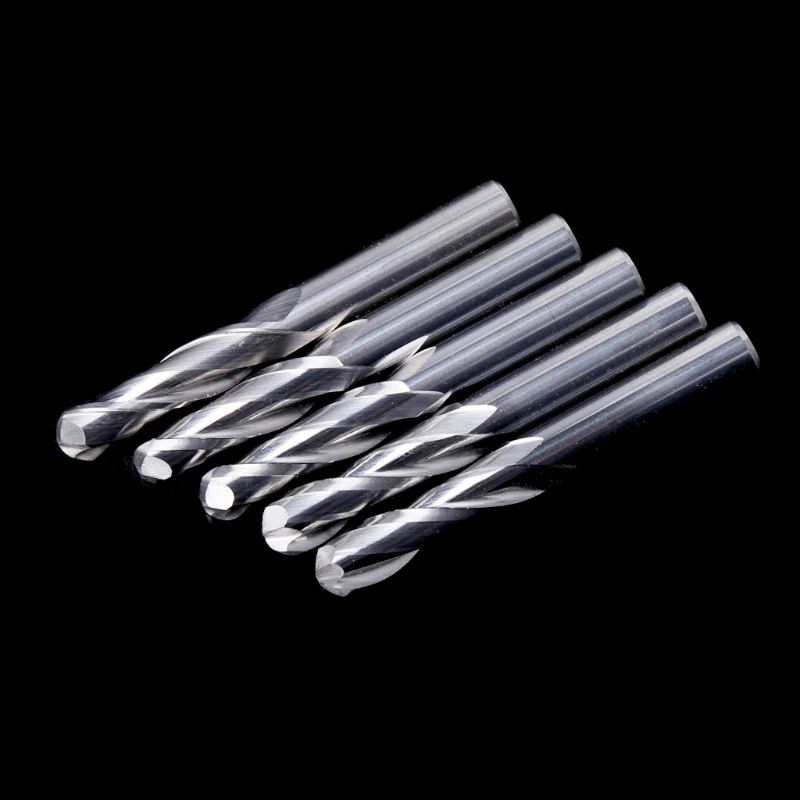 5 Pcs 6mm Shank Double Flute Carbide Spiral End Mill Cutter CNC Router Bits 22mm CEL