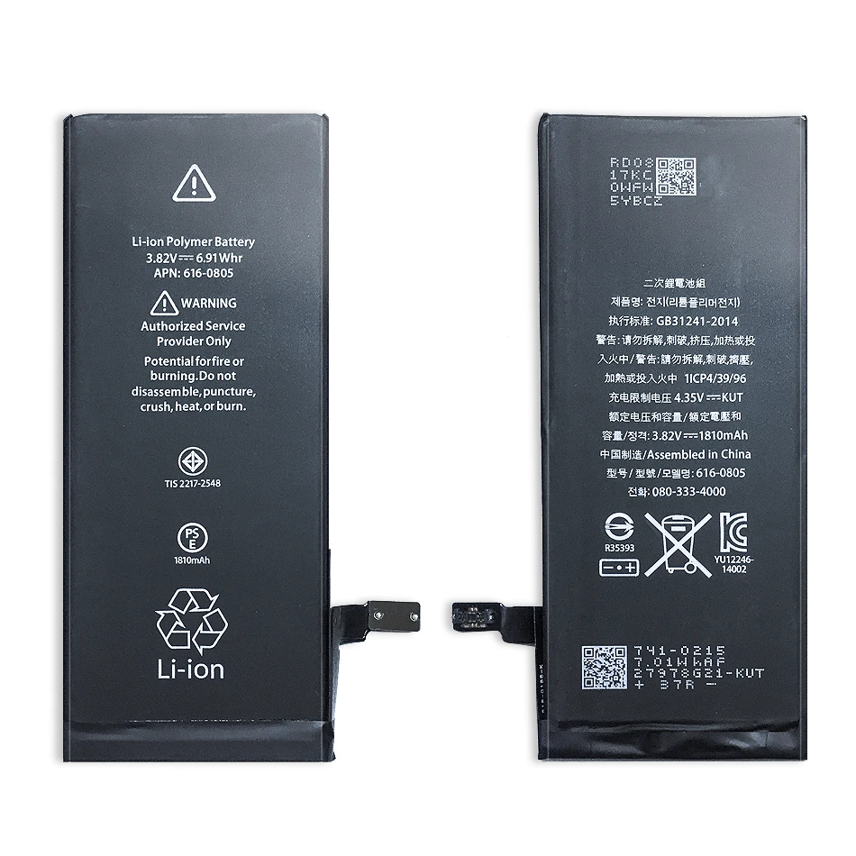 Батарея мобильного телефона для iphone 6 6G реальная емкость 1810mAh 3,8 V батарея для iphone 6
