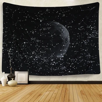 

Magic Black Planet Printing Wall Tapestry Starry Backdrops Table Photography Background Cloth Cover Bedroom Hanging Tapestries