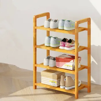 

4 Tiers Wood Bamboo Shelf Storage Shoe Rack Organizer Home Furniture