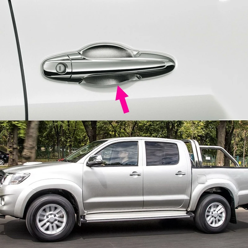 Chrome Exterior Door Handle Protector Cover + Bowl for Toyota Hilux Vigo SR5 MK6 05-14 | Автомобили и мотоциклы