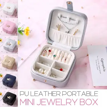 

Portable Mini PU Leather Jewelry Organizer Display Travel Jewelry Case Boxes Jewelry Box Zipper Leather Storage Gift Box