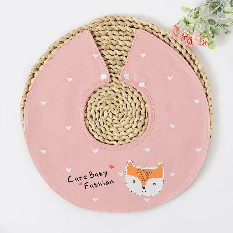 Animal Printed Baby Bandana Bibs 360 Degrees Newborn Boy Girl Absorbent Burp Cloths for Teething Saliva Towel Buckle Adjustable - Цвет: Pink