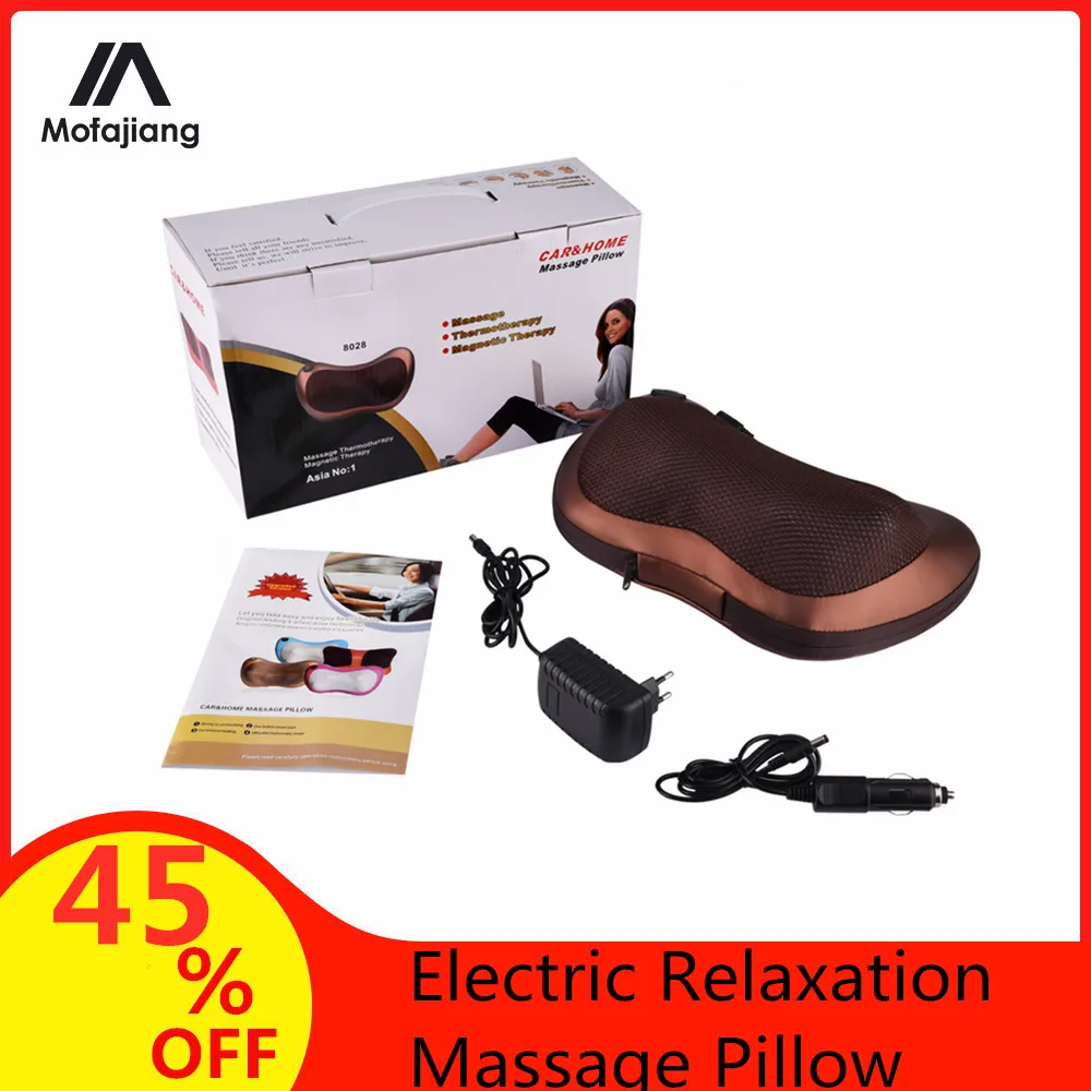 Electric Relaxation Massage Pillow Vibrator Shoulder Back Heating Kneading Infrared therapy for shiatsu Neck Massage
