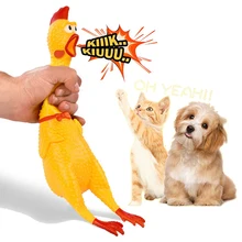 

Rubber Screaming Chicken Cats Toys Squeeze Squeaky Shrilling Sound Pets Dogs Molar Chew & Training Supplies Creative Prank Gift