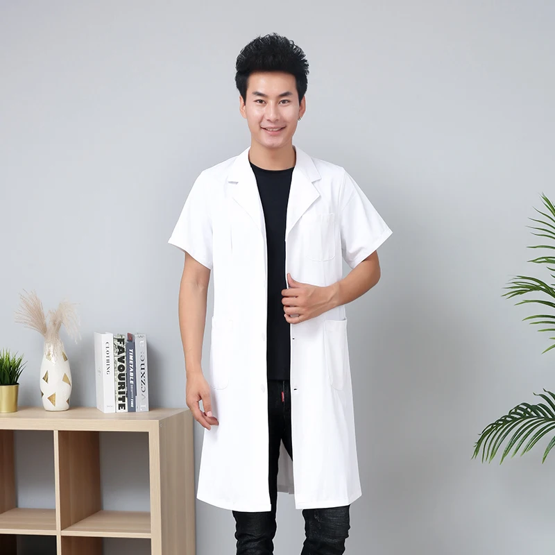 White Coat Long Sleeve Doctor Dress Female Oral Plastic White Coat Male Doctor Dental Beauty Salon Nurse Dress Experiment Dress