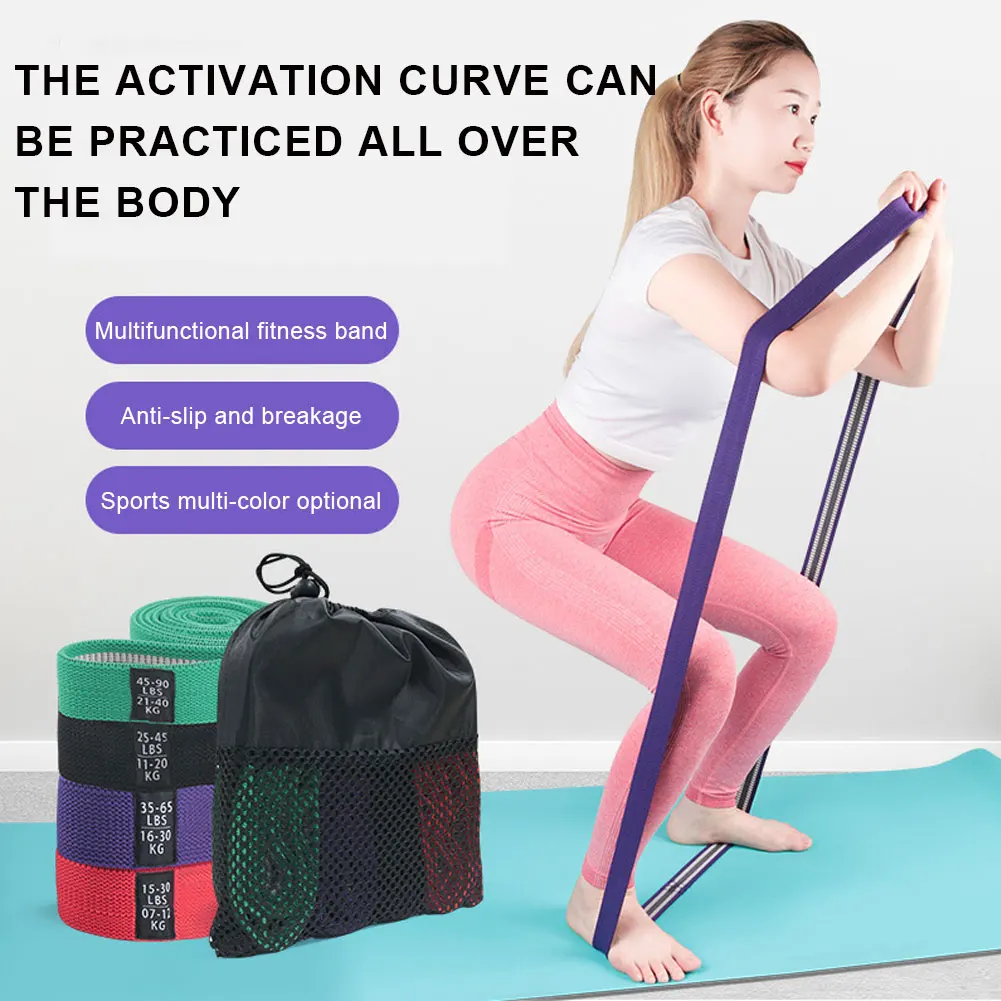 Fitness Long Resistance Bands Fabric Set Exercise Workout Elastic Bands For Pull Up Woman Assist 4 Levels Workout Bands