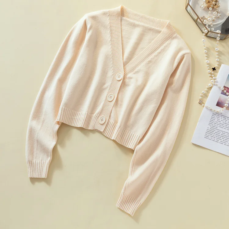 Colorfaith New Autumn Winter Women's Sweaters Cardigans Minimalist Knitting Tops Fashionable Korean Style Ladies SW8864 - Цвет: Бежевый