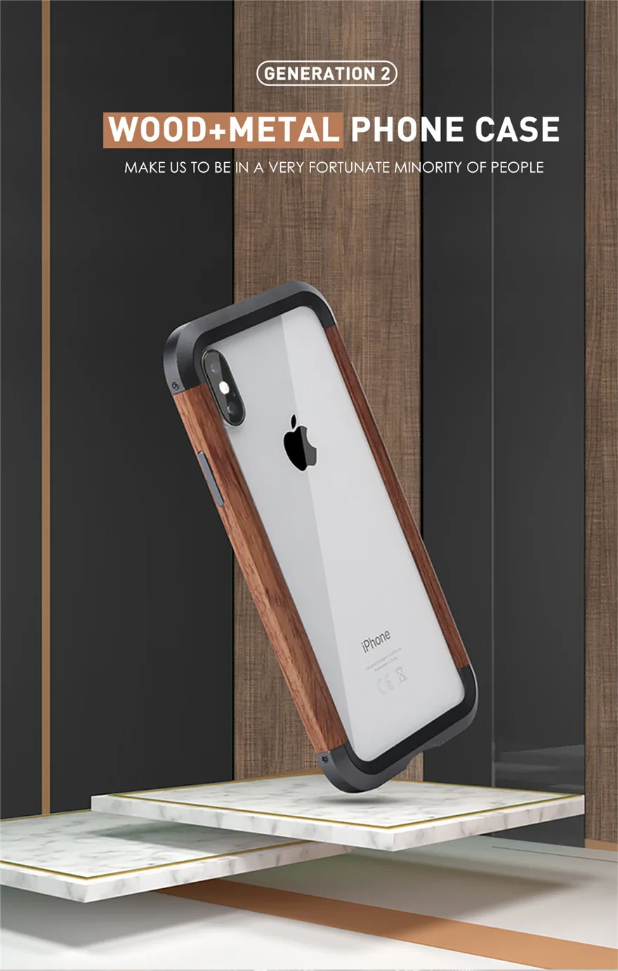 R-just Модернизированный Деревянный чехол для iPhone XS Max X Funda чехлы из натурального бамбукового металла Бампер Coque для iPhone XS