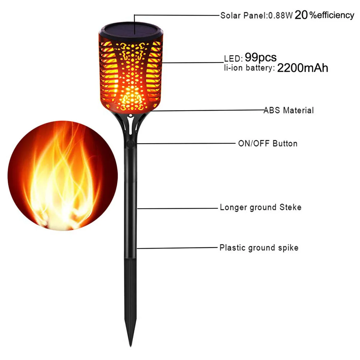 

Torch Light LED Solar Lights Flicking Flame Outdoor Solar Lantern Lamp Light Solar Powered Waterproof for garden yard pathway