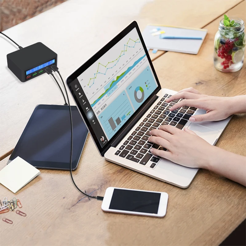 Быстрая зарядка QC 3,0 Смарт 5 портов USB зарядное устройство адаптер питания станция ЖК-дисплей ЕС вилка