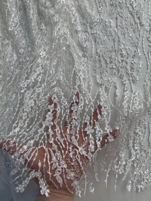 Нигерийский французский чистая кружевная David-10.5610 вышитый шнур кружевная ткань с полным бисером для свадебного платья