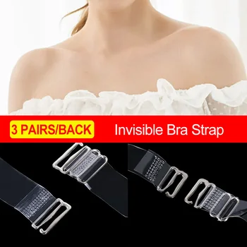 

3 Pair/Pack Transparent Invisible Straps Bra Adjustable For Women Bras Intimates Accessories Slip-Resistant Clear Elastic Buckle