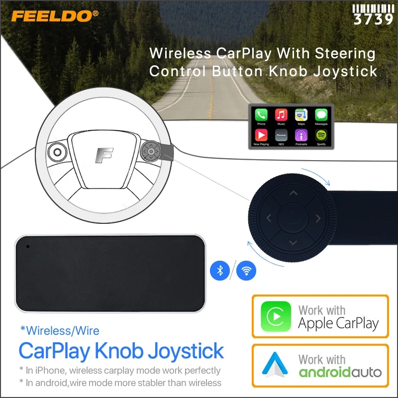 FEELD беспроводной CarPlay с кнопкой управления рулем джойстик для автомобиля Android Система головное устройство навигационный плеер# HQ3739
