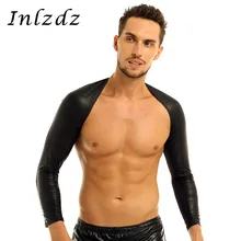 Мужские кожаные полые рукава Болеро нижнее белье Клубная одежда мотоциклетные костюмы мужские вечерние Одежда для сценического шоу горячие сексуальные футболки Топ