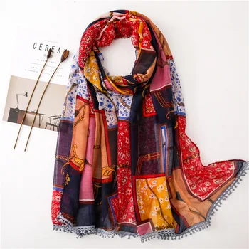 

Autumn and winter women's cotton material silk scarves New style Print Cotton scarf lady Fashion Luxury brand Sunscreen shawl