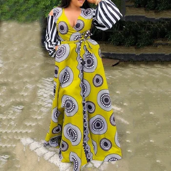 

Sexy Deep V-Neck Geometry Dress 2020 Summer High Waist Long Maxi Dresses Robe Evening Dinner Party Dress Prom Femme Vestiod