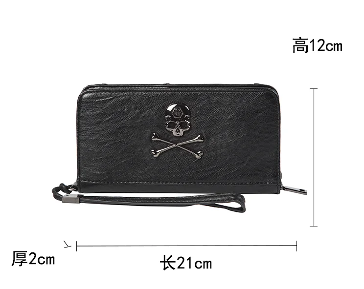 Wallet retro punk skull and crossbones clutch raindrop pattern color changing PU leather women wallet