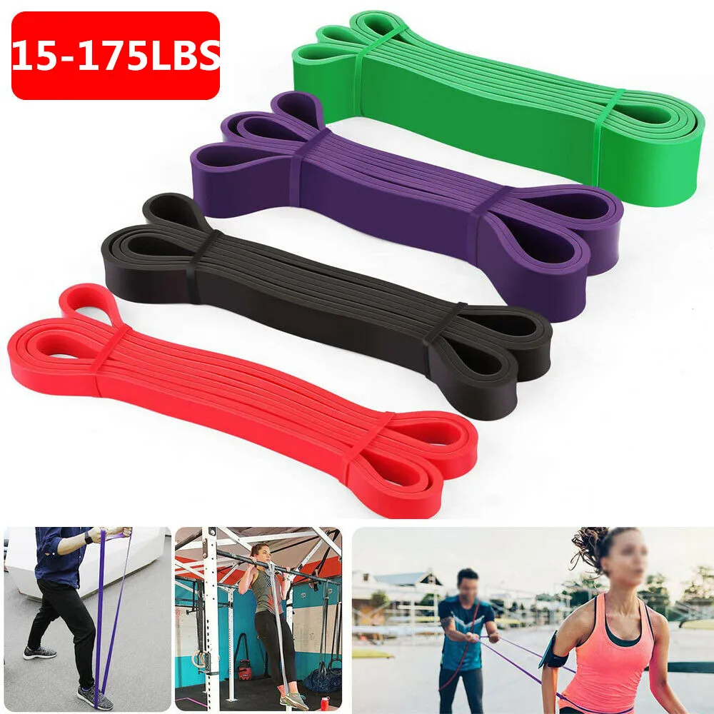 Set of 4 Latex Resistance Bands Loop Crossfit Yoga Pull Up Dip Band Exercise Fitness Strength Training | Спорт и развлечения