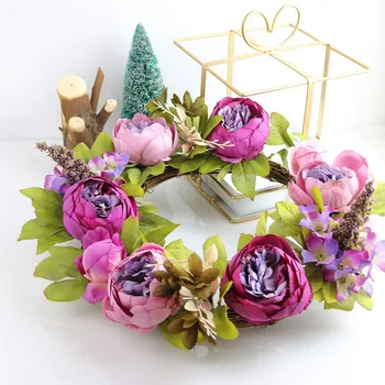 

Artificial Peony Flower Wreath Simulation Flower Garland Door Fake Floral Decor Home Decoration