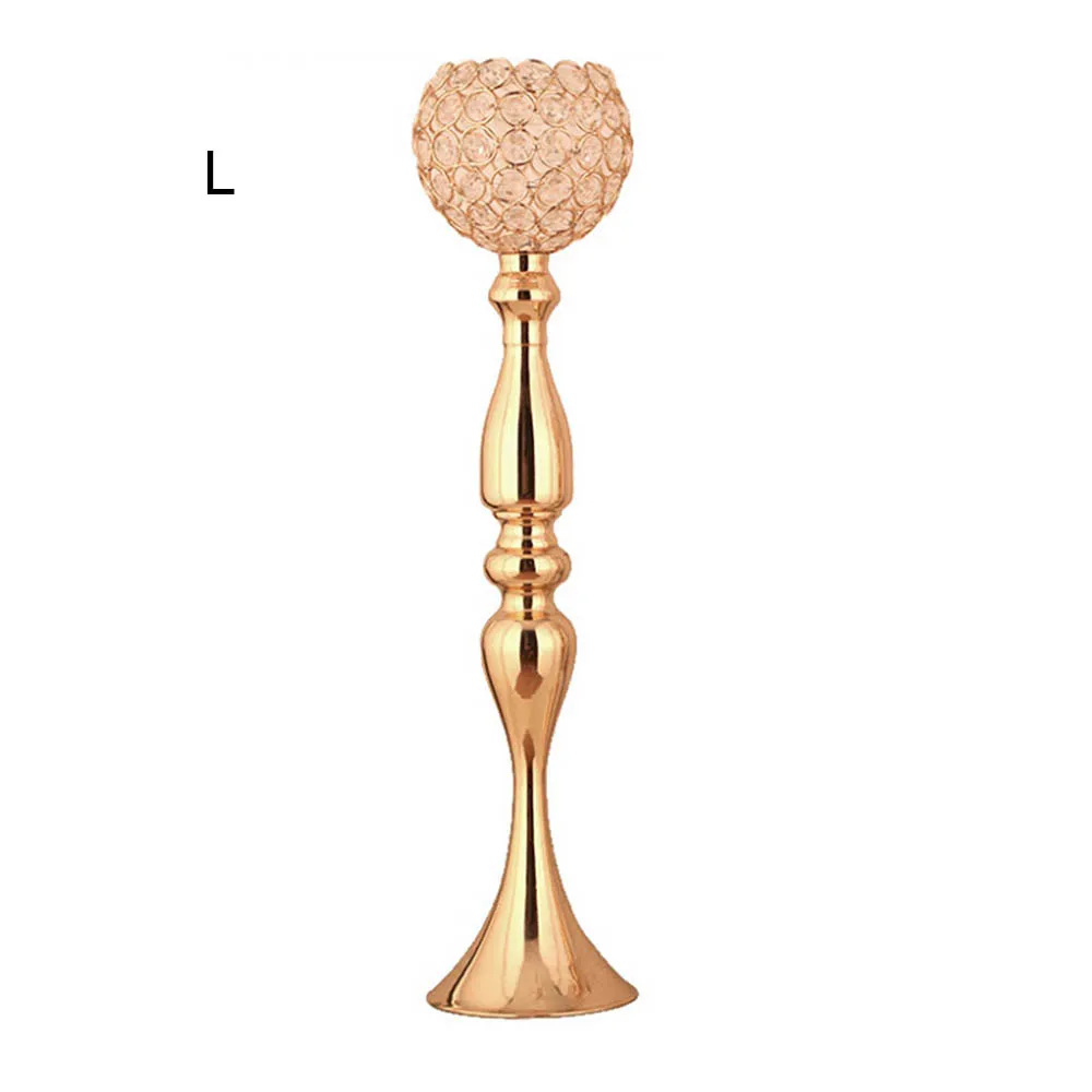 gold 53 cm Хрустальные подсвечники для свечей, металлические подсвечники, подставка для свадебного стола, центральные вечерние украшения для дома, праздника - Цвет: gold 53 cm