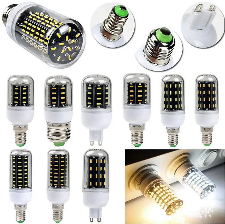 E27 E14 G9 GU10 B22 SMD 4014 Светодиодная лампа Lamparas 36 56 72 96 138 светодиодов Светодиодные лампы