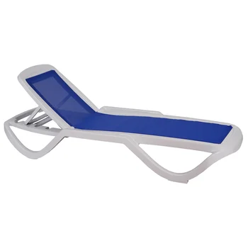 

Lounger CARIHUELA, stackable, polypropylene White, textilene Blue