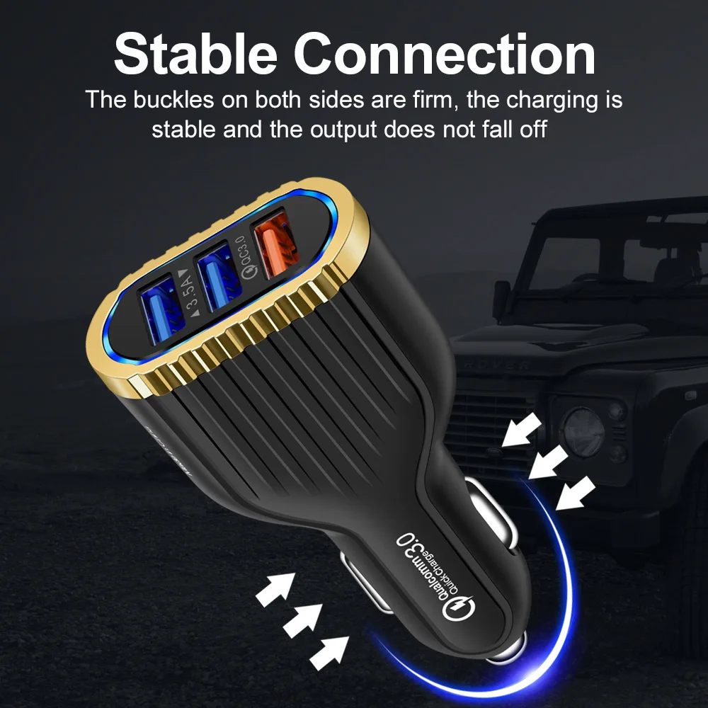 Быстрая зарядка 3,0, мульти разъем, автомобильное usb быстрое зарядное устройство для iphone, huawei, samsung, планшета, 3 порта, мульти зарядное устройство для путешествий
