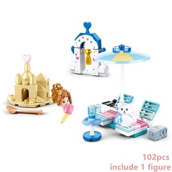 

NEW Friends Girls Series Pet Cats Grooming Store Beach Ice Cream Model Building Blocks Sets Bricks Toys City Princess Figure TV