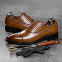 Cowhide Leather Business Shoes Men Business Dress Shoe Rubber Sole Men's Lace-Up Elegant Formal Oxford Shoes EU Size 38-43