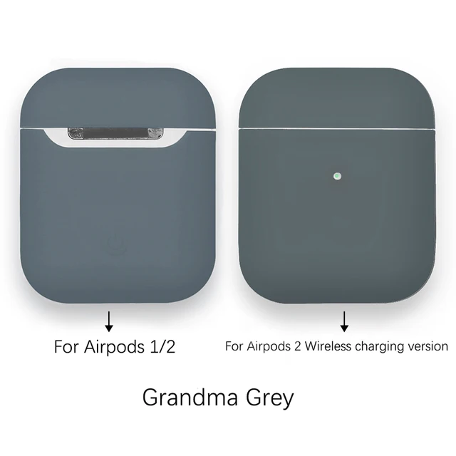 Soft Silicone Cases For Apple Airpods 1/2 Protective Bluetooth Wireless Earphone Cover For Air Pods Luxury Charging Box Bags Grandma Grey