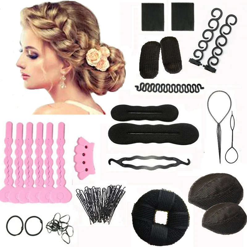 

Manufacturers Direct Selling Braided Hair Ornament Set New Style French Meatball Head Hair Band Sponge Hair Dressing Up-do Tool