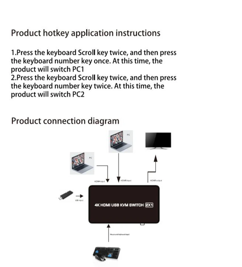 HDMI2.0 KVM переключатель 4K@ 60Hz RGB/YUV 4:4:4 HDR HDMI2 порт USB коммутатор 2X1 поддержка клавиатуры мышь принтер