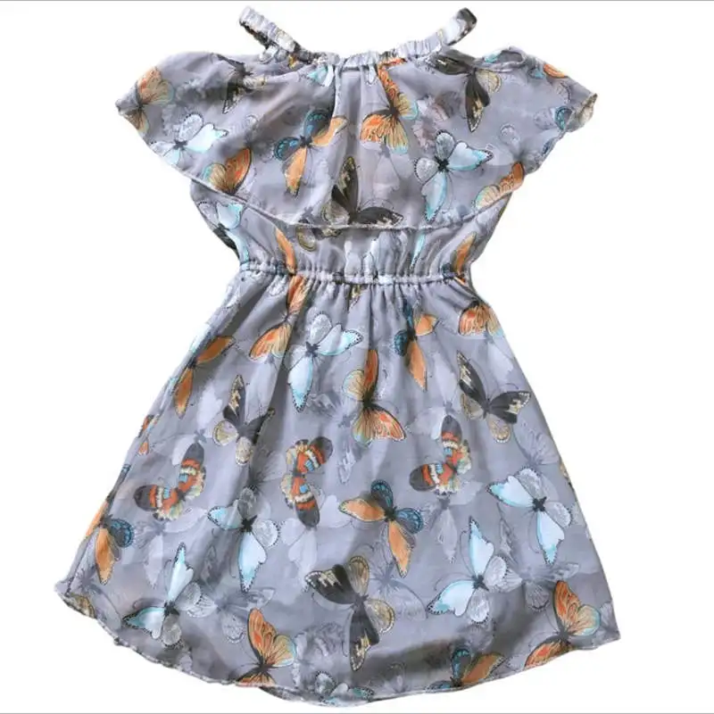 Платья для девочек 2019 Летнее цветочное платье с бабочками одежда Вечерние