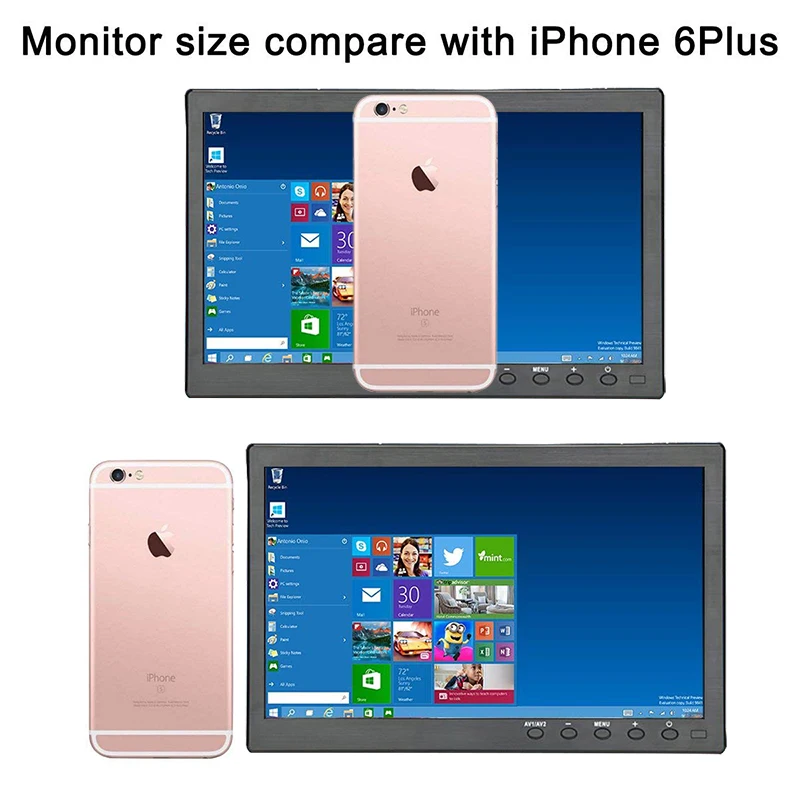  10.1 Inch IPS Monitor HD Portable Color LED LCD Display Screen with AV/VGA/HDMI/BNC/USB Output for 