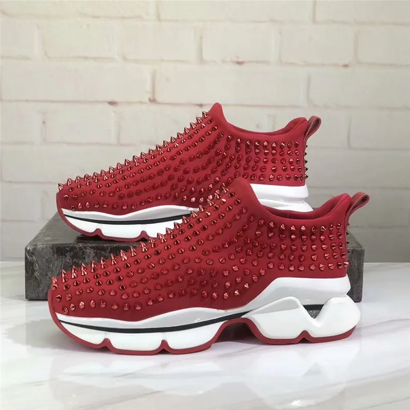 Stylesowner модные популярные женские кроссовки с заклепками, обувь на плоской подошве, женская обувь на платформе, криперы, эспадрильи, женские кроссовки на плоской подошве - Цвет: Красный