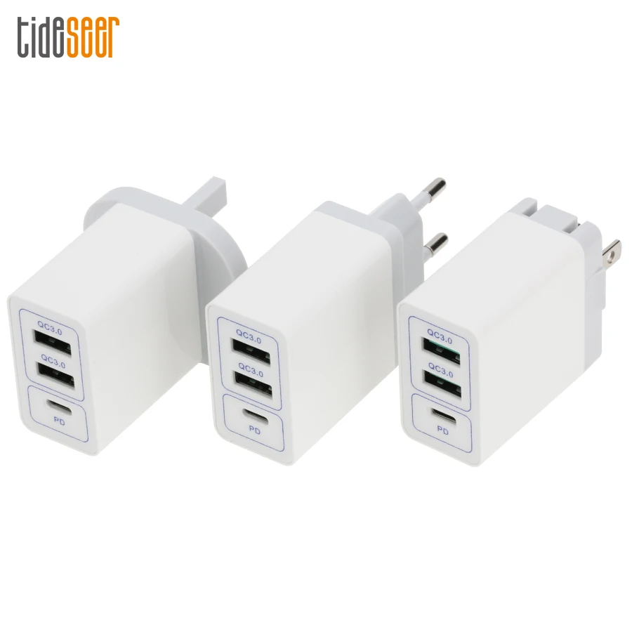 US $1.076.02 Folding 36W 3 Ports USB Charger PD Dual QC30 Fast Charging Wall Charger Adapter For IPhone MP3 Mobile Phone Tablet 200pcs