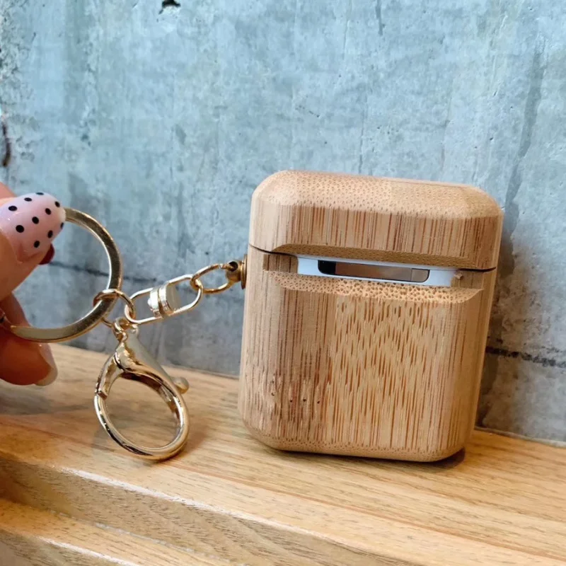 Для AirPods жесткий защитный чехол из твердой древесины крышка, чехол противоударный чехол для Apple наушники зарядная Коробка Чехол с орнаментом - Цвет: Carbonized bamboo